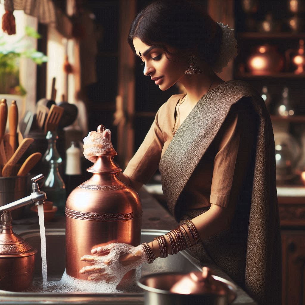 Lady Washing copper Bottle