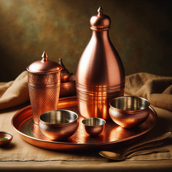 copper water bottles and gift set